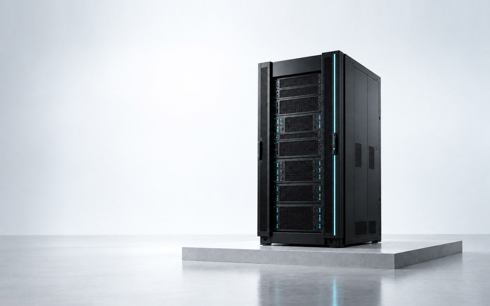 Enterprise server cabinet on a precision product stage
